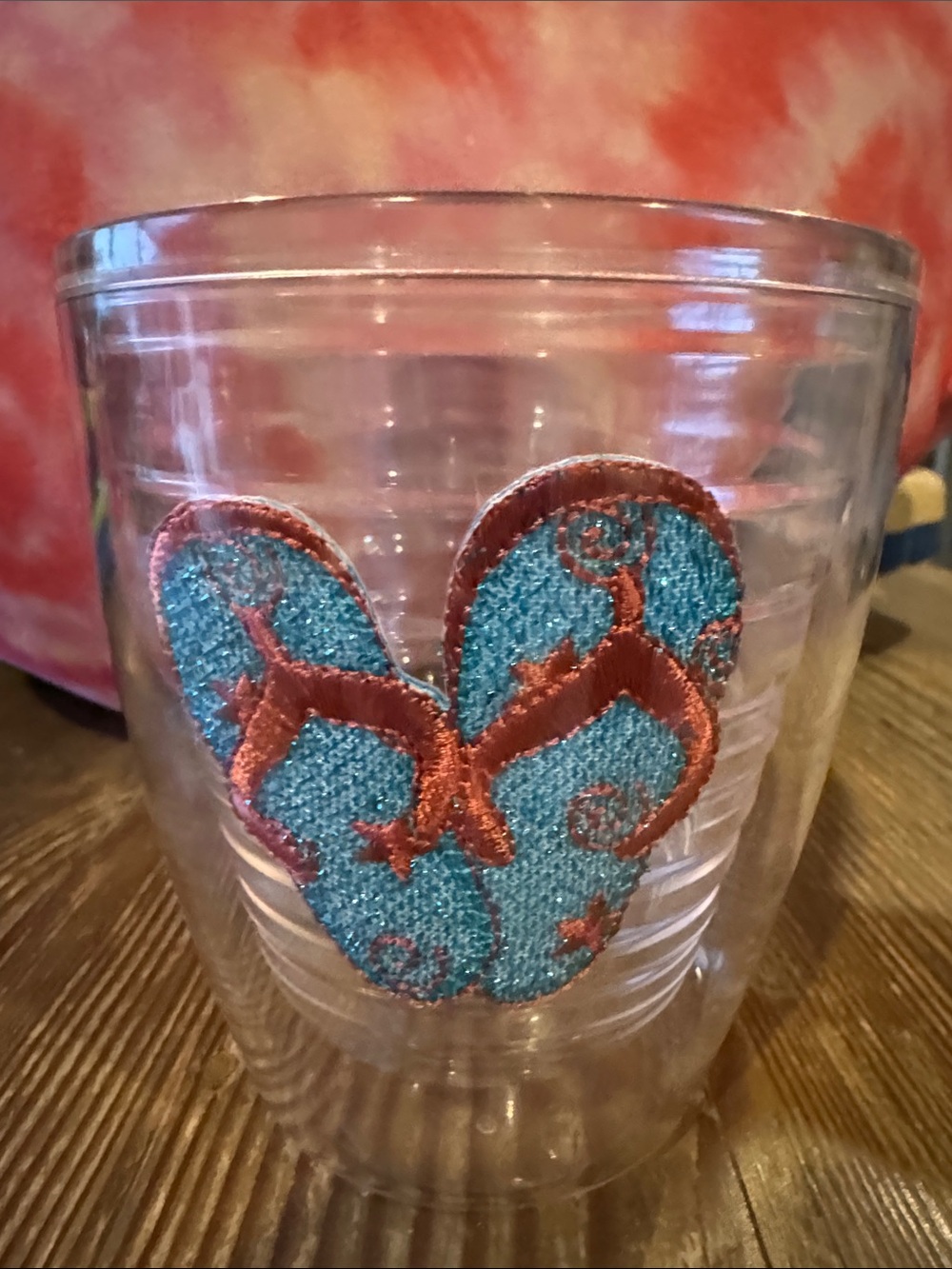 tervis Clear Tumbler with Turquoise and Copper Flip-Flop Patch